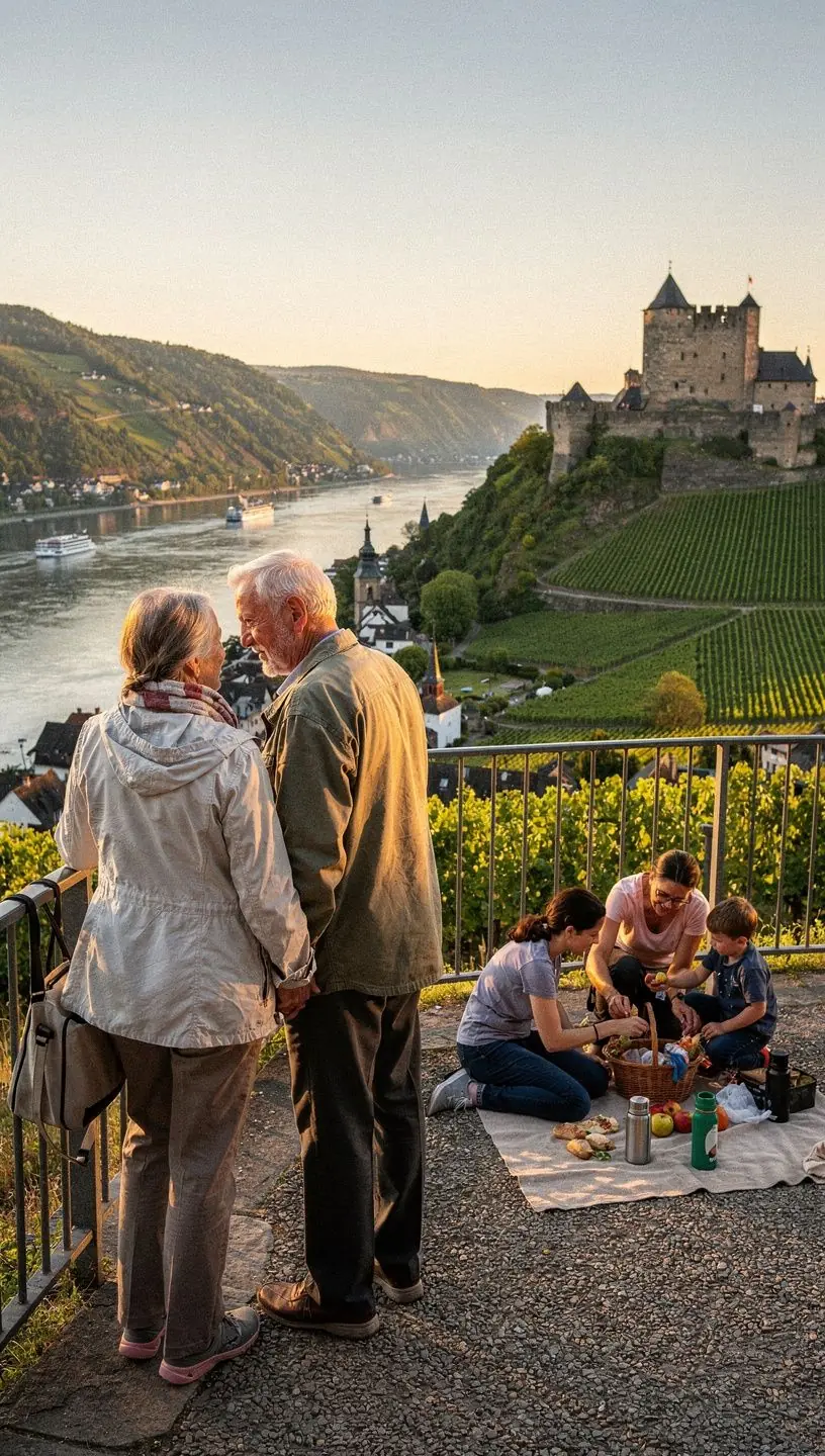 Historische Burgruine mit beeindruckender Architektur und umgebenden Weinreben.